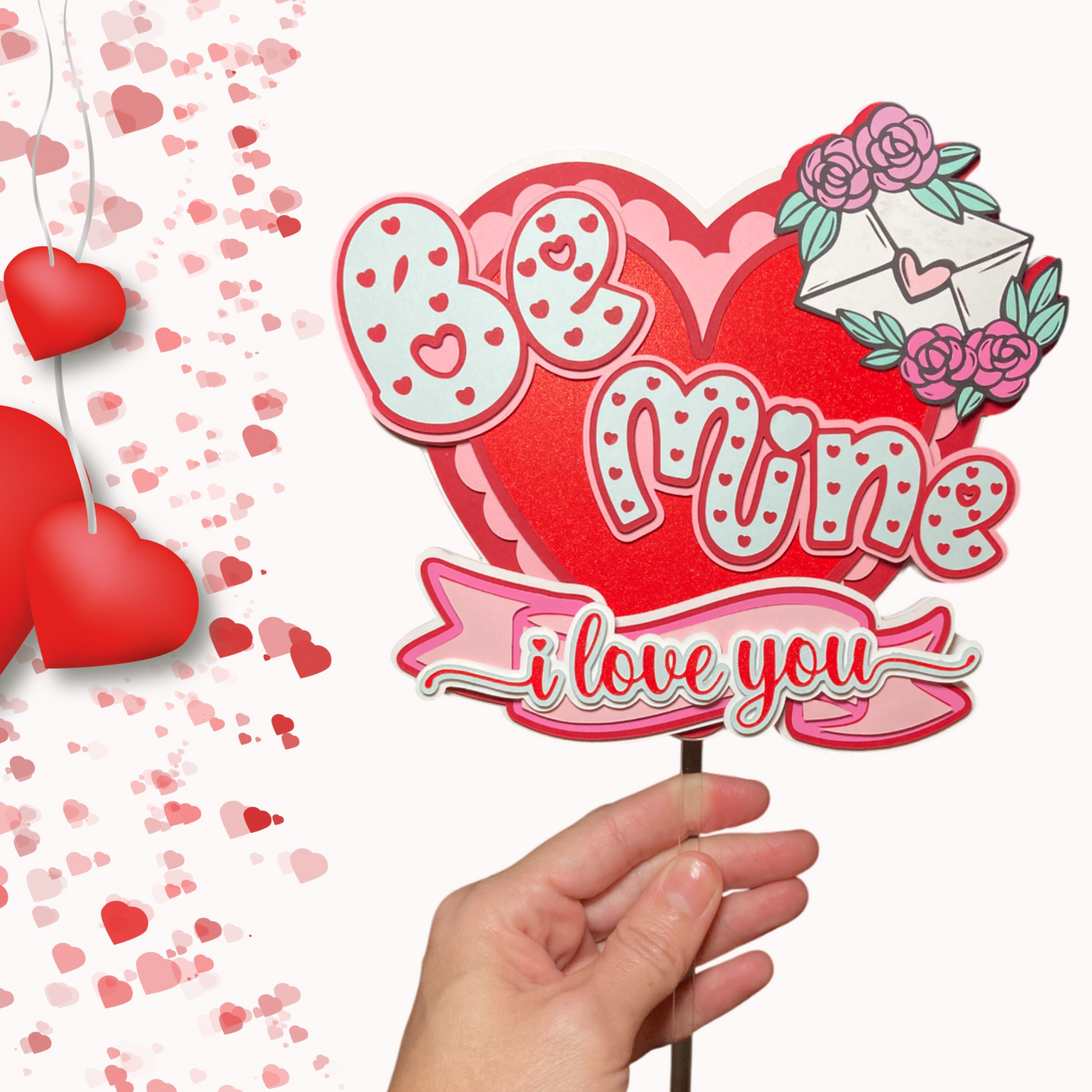 Be Mine Valentine's Day Cake Topper | I Love You Heart Cake Decoration