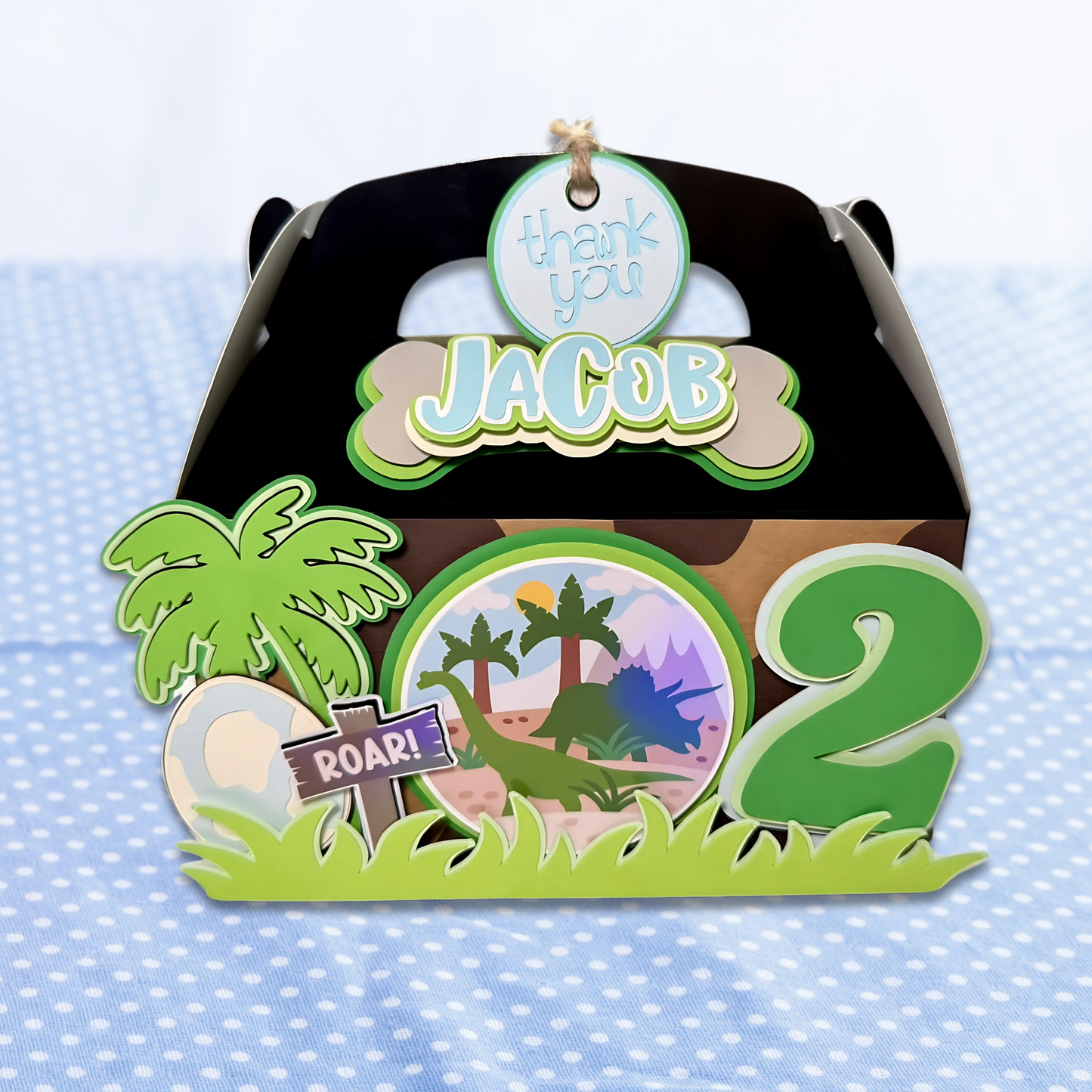 Dinosaur Birthday Party Favor Boxes | Custom Name & Age