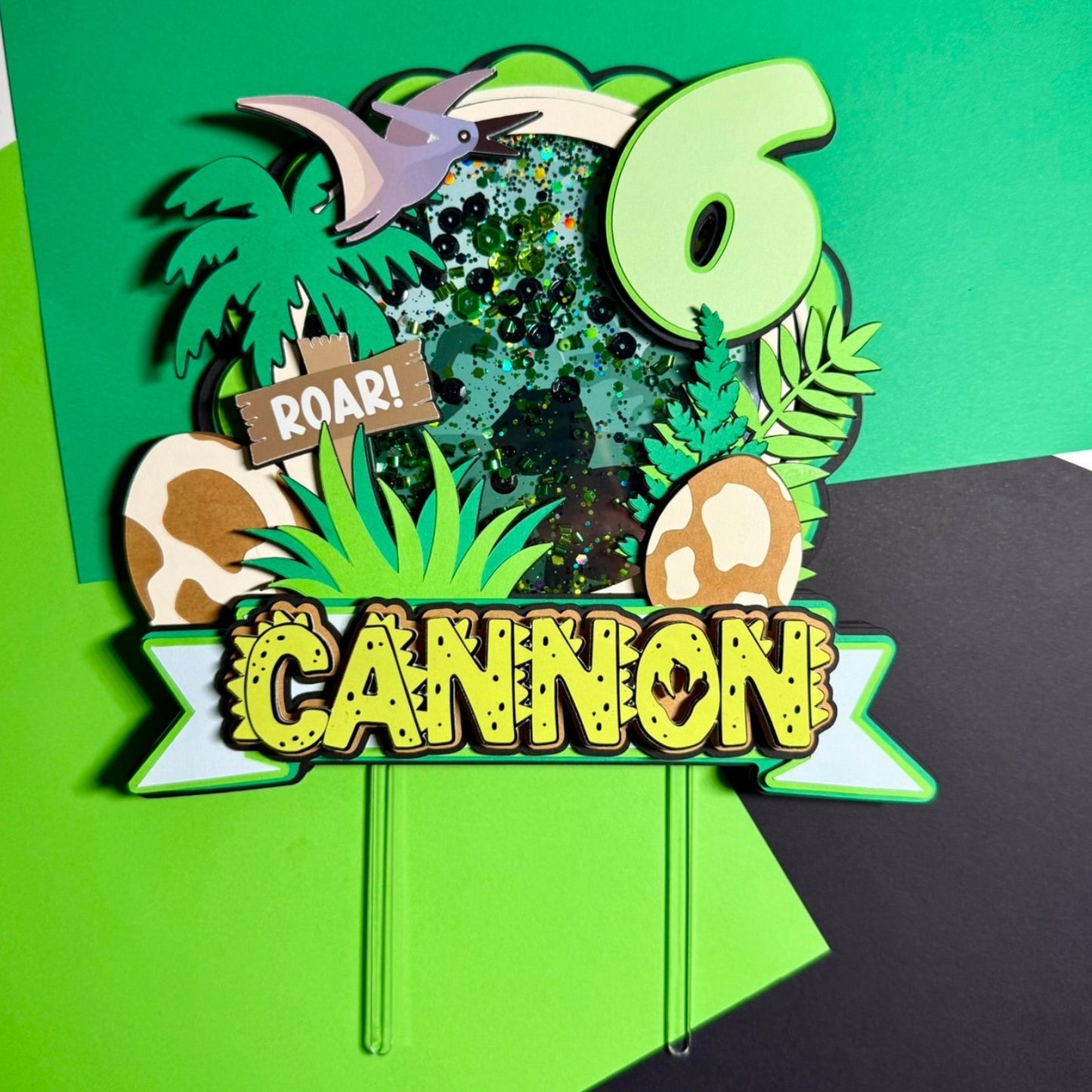 Personalized Dinosaur Birthday Cake Topper