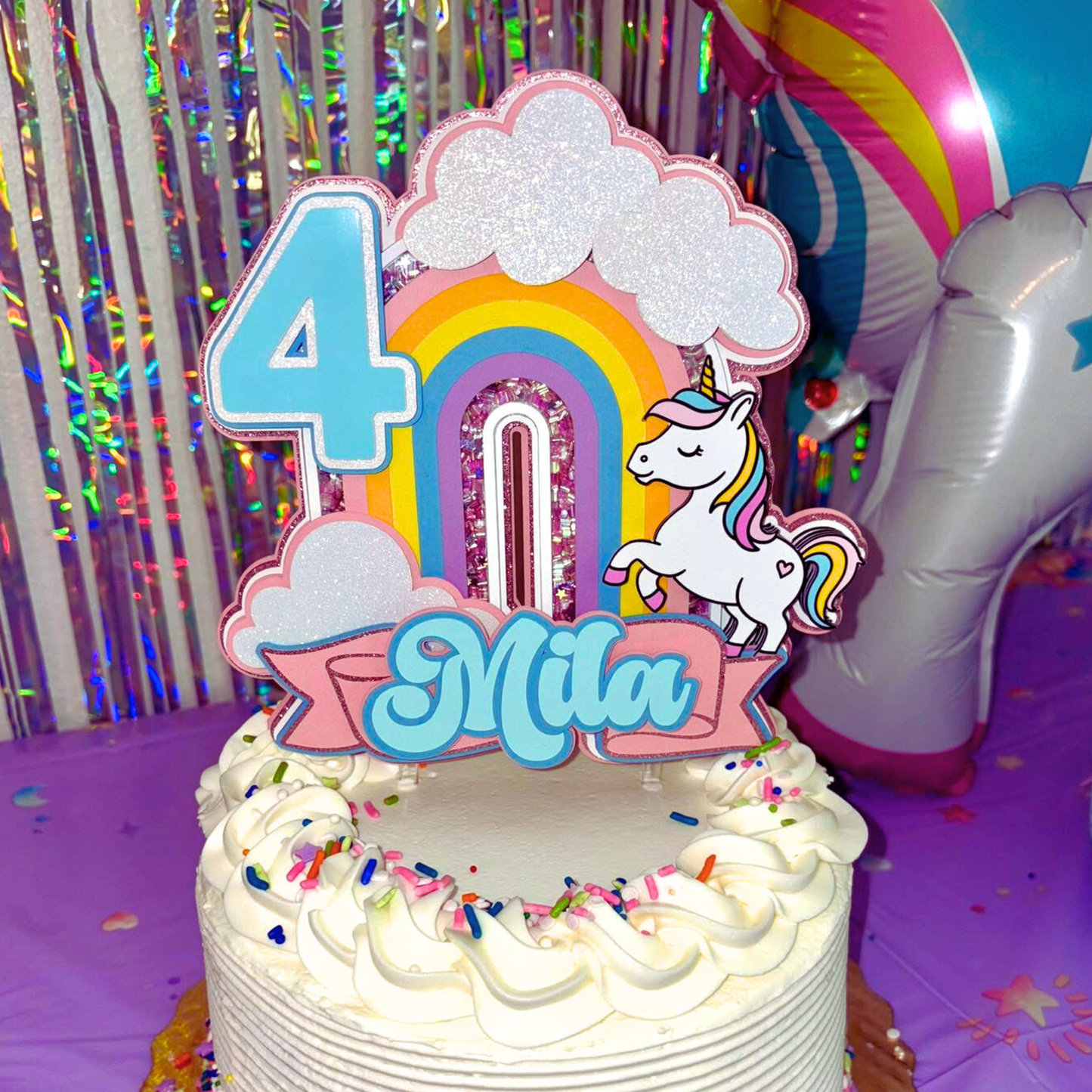 Personalized Unicorn Birthday Cake Topper | Custom Name & Age
