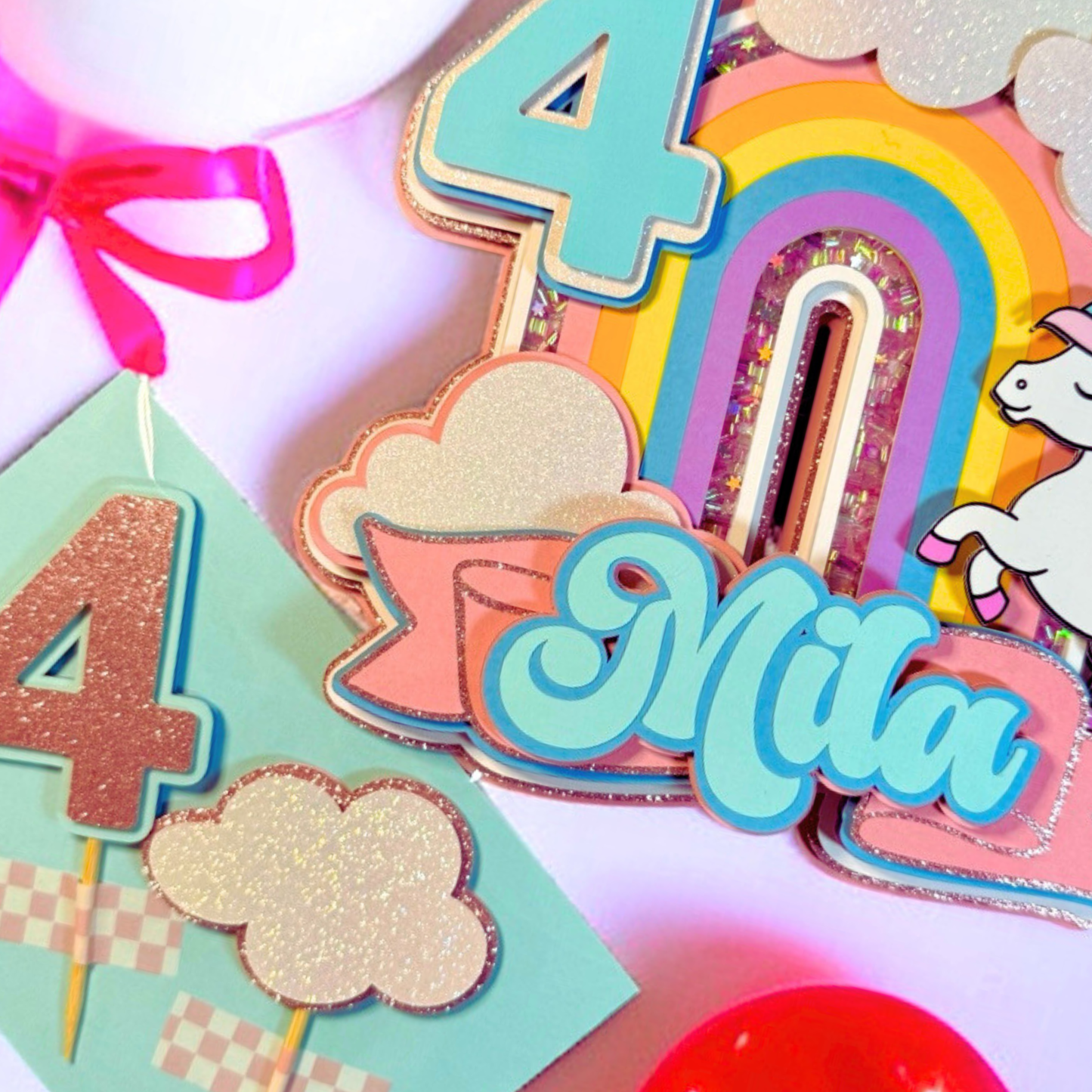 Personalized Unicorn Birthday Cake Topper | Custom Name & Age