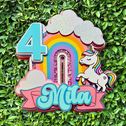 Personalized Unicorn Birthday Cake Topper | Custom Name & Age