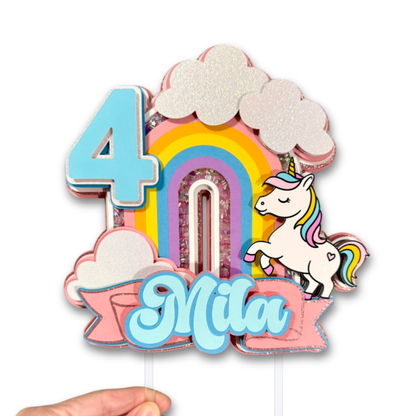 Personalized Unicorn Birthday Cake Topper | Custom Name & Age