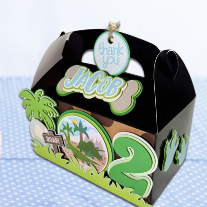 Dinosaur Birthday Party Favor Boxes | Custom Name & Age
