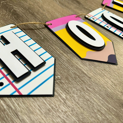 Personalized First Day of School Banner | Custom Pencil Pennant Garland | Back to School Sign
