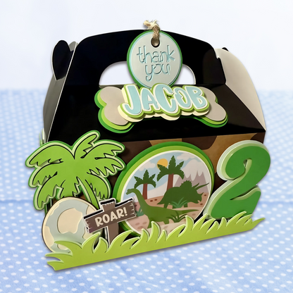 Dinosaur Birthday Party Favor Boxes | Custom Name & Age