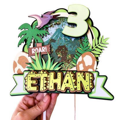 Personalized Dinosaur Birthday Cake Topper