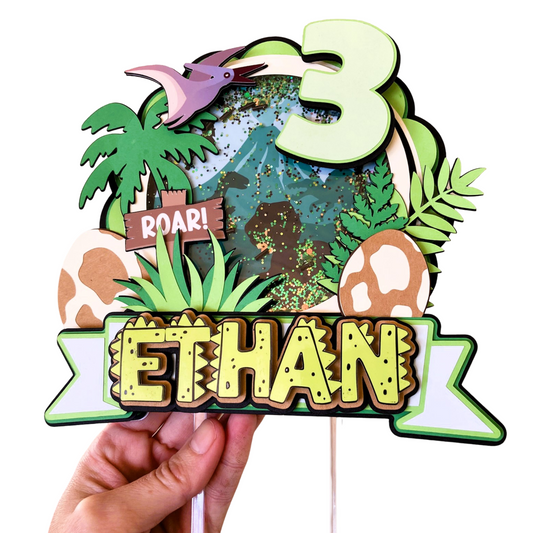 Personalized Dinosaur Birthday Cake Topper