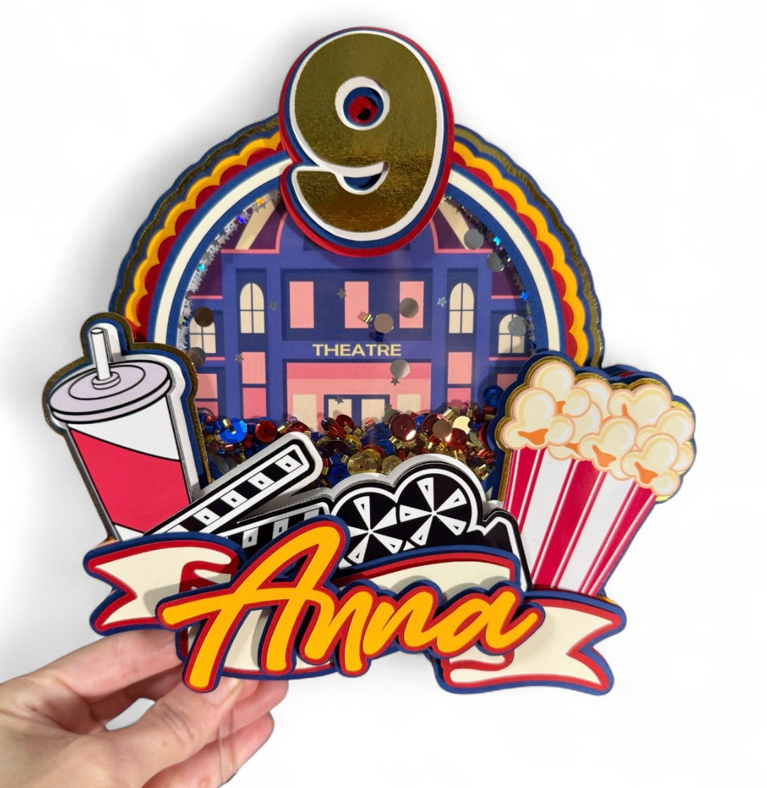 Personalized Movie Night Cake Topper