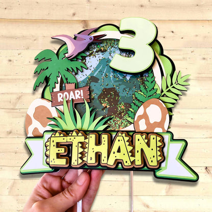 Personalized Dinosaur Birthday Cake Topper