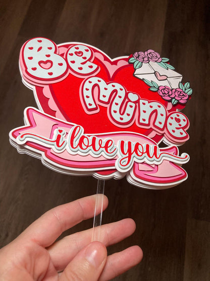 Be Mine Valentine's Day Cake Topper | I Love You Heart Cake Decoration