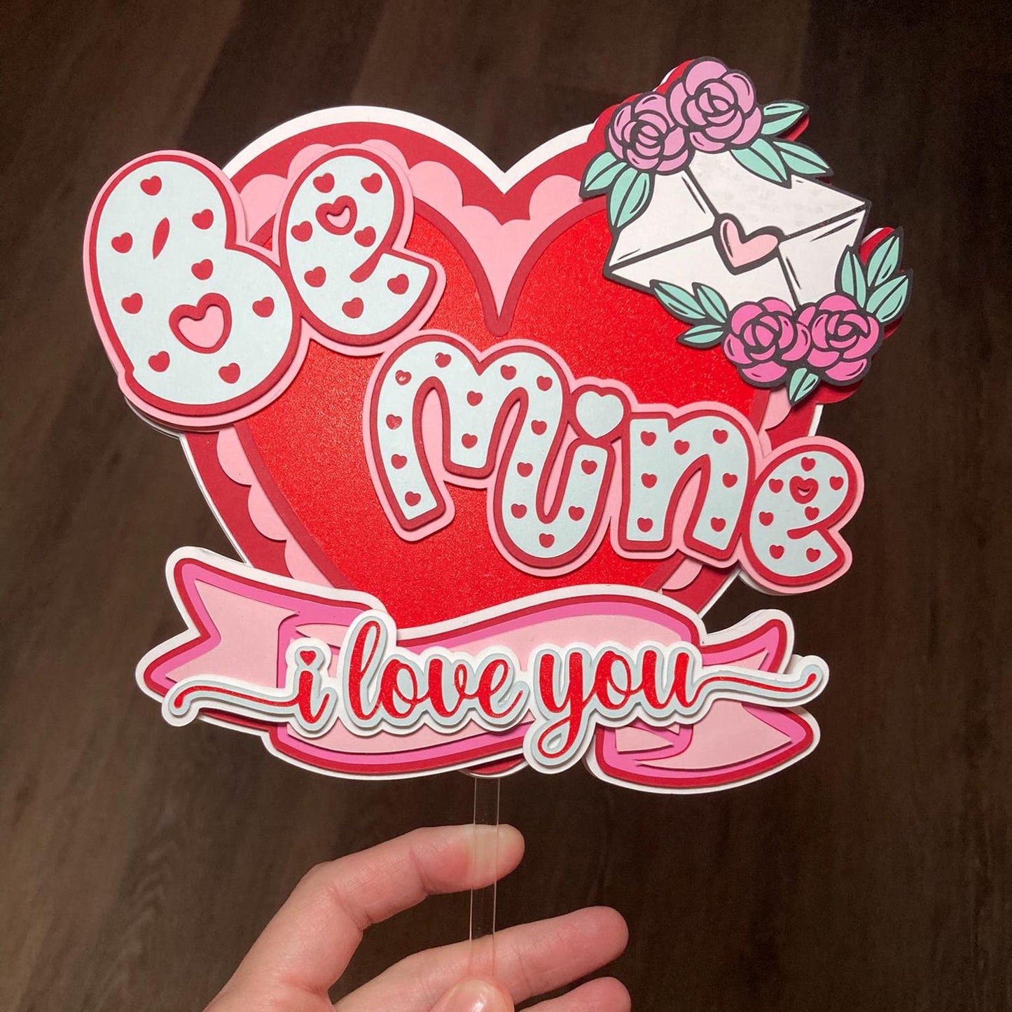 Be Mine Valentine's Day Cake Topper | I Love You Heart Cake Decoration