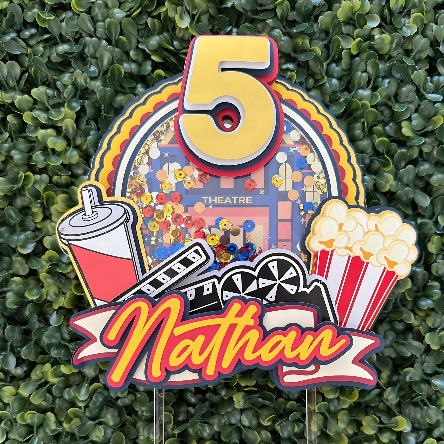 Personalized Movie Night Cake Topper