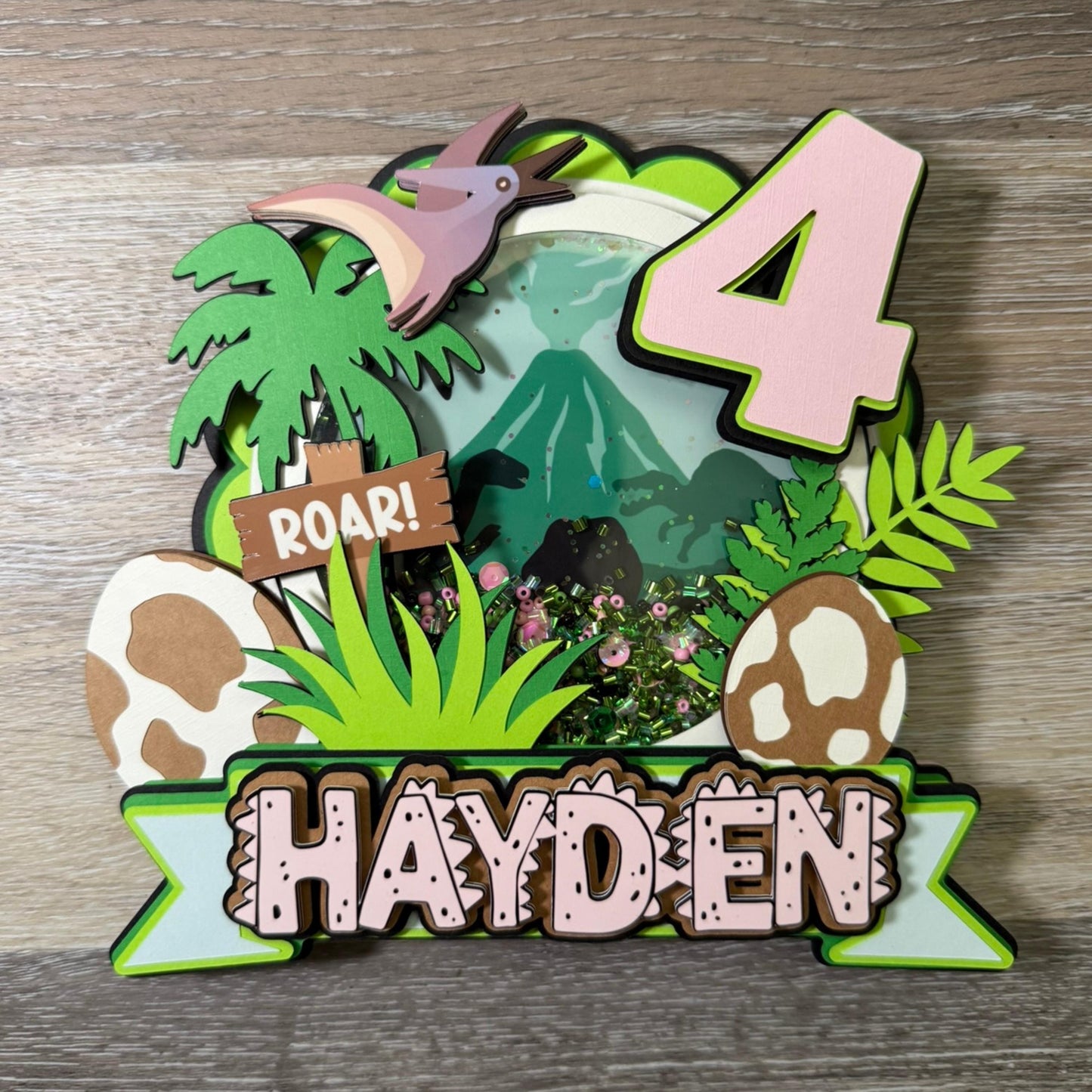 Personalized Dinosaur Birthday Cake Topper