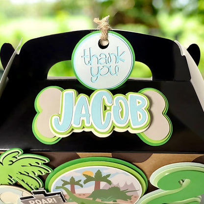 Dinosaur Birthday Party Favor Boxes | Custom Name & Age