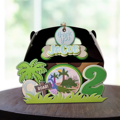 Dinosaur Birthday Party Favor Boxes | Custom Name & Age