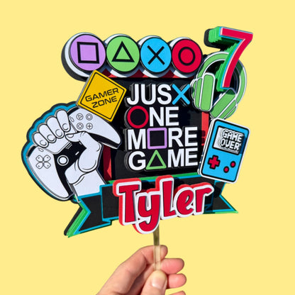 Personalized Gamer Cake Topper | 3D Party Decoration for Video Game Birthday