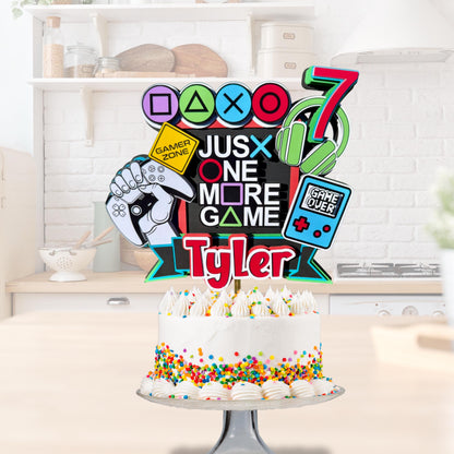 Personalized Gamer Cake Topper | 3D Party Decoration for Video Game Birthday